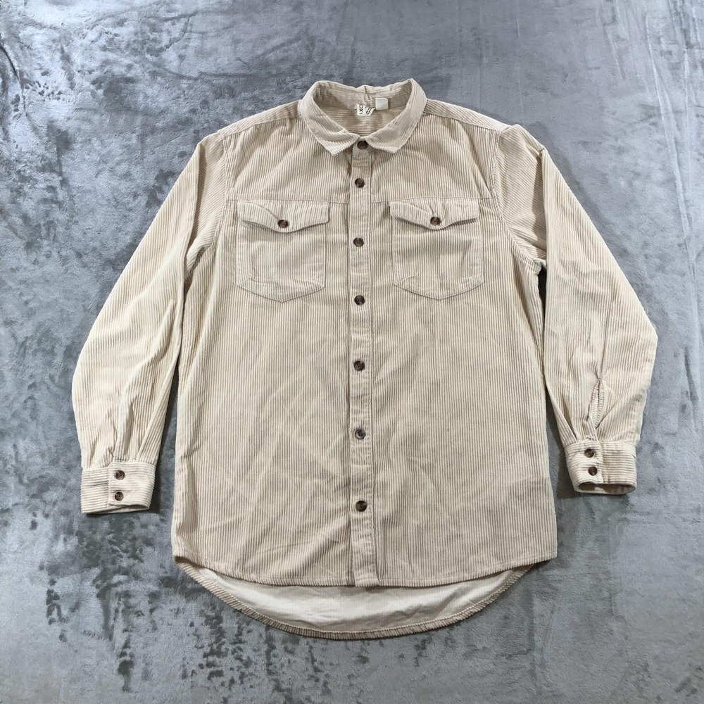Roxy Jacket Womens Small Ivory Teho Corduroy Button Front Shacket Oversized